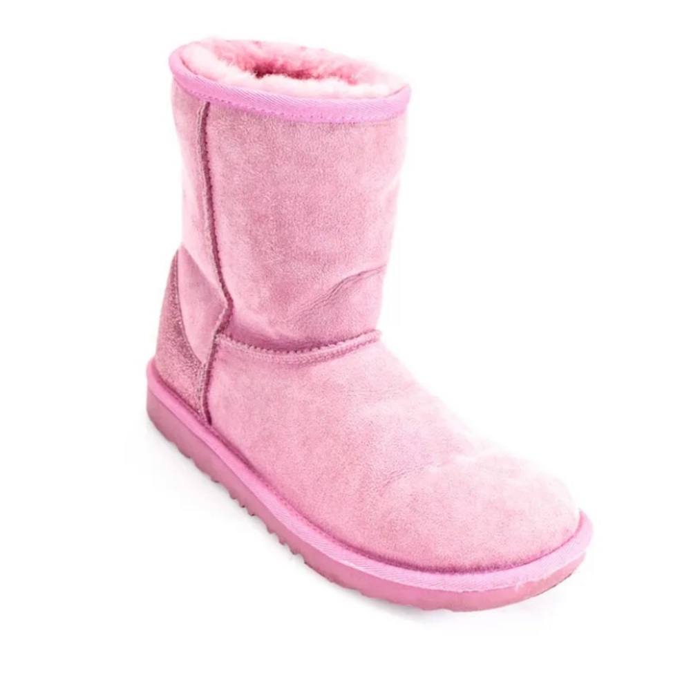 UGG pink shearling shimmer back trim boots